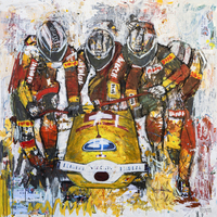 Modernes Acrylbild 4er Bob – kraftvolle Teambewegung, Fokus und Geschwindigkeit visuell umgesetzt