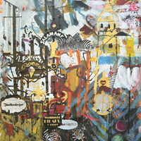 Abstraktes Salzburg-Kunstwerk: moderne Interpretation der Getreidegasse in der Salzburger Altstadt, mit historischen Fassaden, verborgenen Gassen und urbaner, atmosphärischer Stimmung