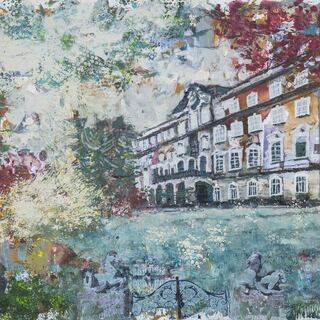 Kunstwerke in Acryl – Schloss Leopoldskron bei Salzburg in atmosphärischer Darstellung von Künstlerin Josefine Frauenschuh.