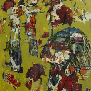 Farbstarke abstrakte Kunst mit intensiven Rot- und Gelbtönen – moderne Kunstbilder von Josefine Frauenschuh.