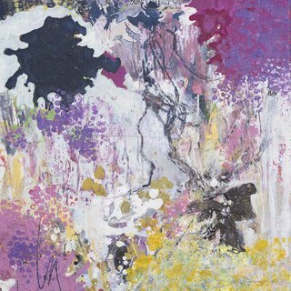 Moderne Kunstwerke von Künstlerin Josefine Frauenschuh aus Salzburg – Teil der Moulin-Rouge-Serie inspiriert von Toulouse-Lautrec, abstrakte Komposition in kräftigen Farben.