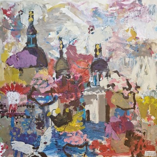 Modernes Acrylbild „Ruperti Kirtag“ – fröhliche, emotionale Stadtansicht in Salzburg.