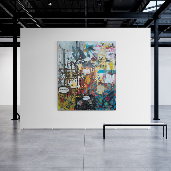 Abstraktes Acrylgemälde Salzburg Kunstwerke der Künstlerin Josefine Frauenschuh in modernen Wohnräumen