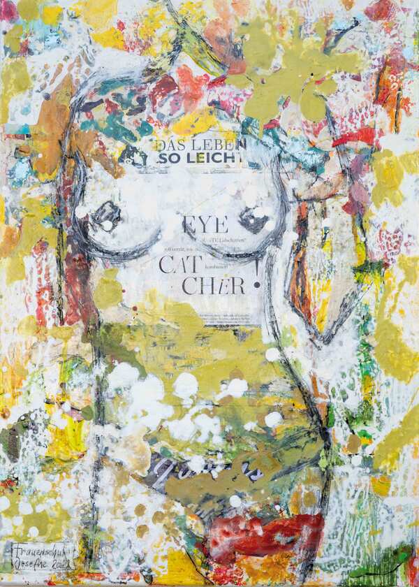Buntes Kunstwerk „Eye Catcher“ von Josefine Frauenschuh – ausdrucksstarke Farbexplosion mit positiver Energie.