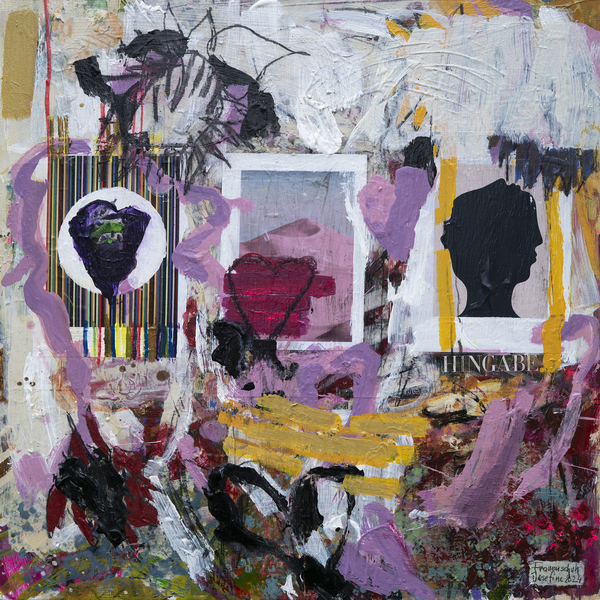 Farbstark, zeitgenössische abstrakte Kunst, Vivid Life von der Künstlerin Josefine Frauenschuh in schwarz und violetttönen