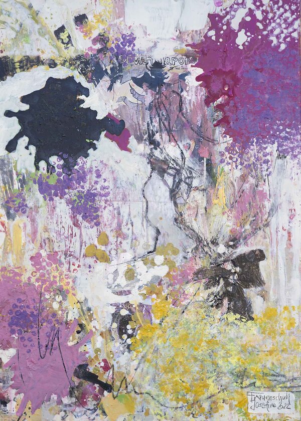 Abstrakte Malerei Inspiration Toulouse Lautrec von Josefine Frauenschuh – harmonisches Zusammenspiel von Farben und Formen, kreatives Kunstwerk für moderne Innenräume.