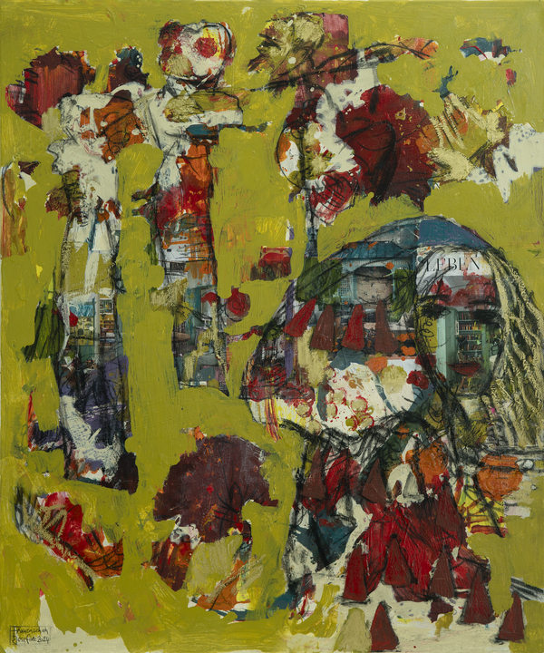 Modernes Kunstwerk mit Figurendarstellung kaufen – energievolle Malerei für stilvolle Büros.