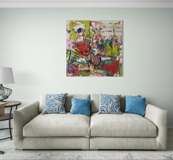 Zeitgenössisches Kunstwerk – florales Wandbild als modernes Kunstwerk für Büro oder Wohnzimmer.