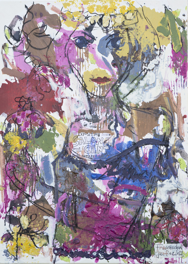 Abstraktes Acrylbild „Salon des Cent“ von Josefine Frauenschuh – leuchtende Farben und kreative Komposition aus Salzburg.