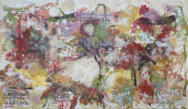 Abstraktes modernes Kunstwerk kaufen – buntes Moulin Rouge Motiv für moderne Wohnräume.