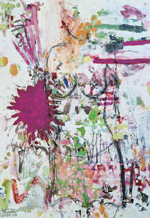 Acrylgemälde „Wear the Rainbow“ von Josefine Frauenschuh – farbenprächtige Explosion moderner Kunst aus Salzburg.
